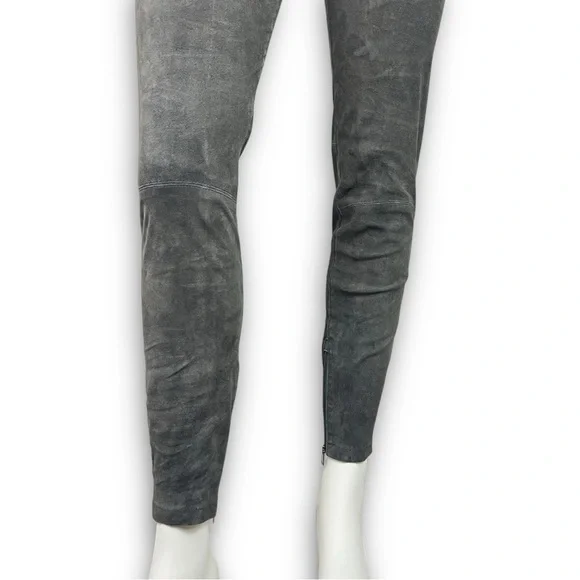 VINCE Suede Ankle Zip Leggings Genuine Lamb Leather Moto Bikercore Boho Western - Picture 6 of 16